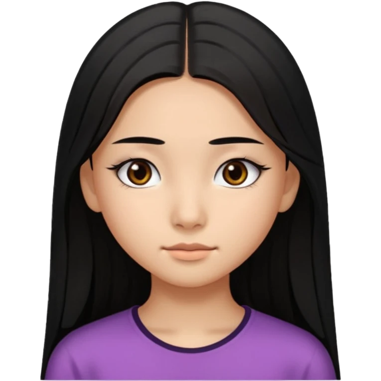 a tan chinese-american 15 year old girl with middle part long straight black hair down to her chest dark brown eyes. .eyelashes  emoji