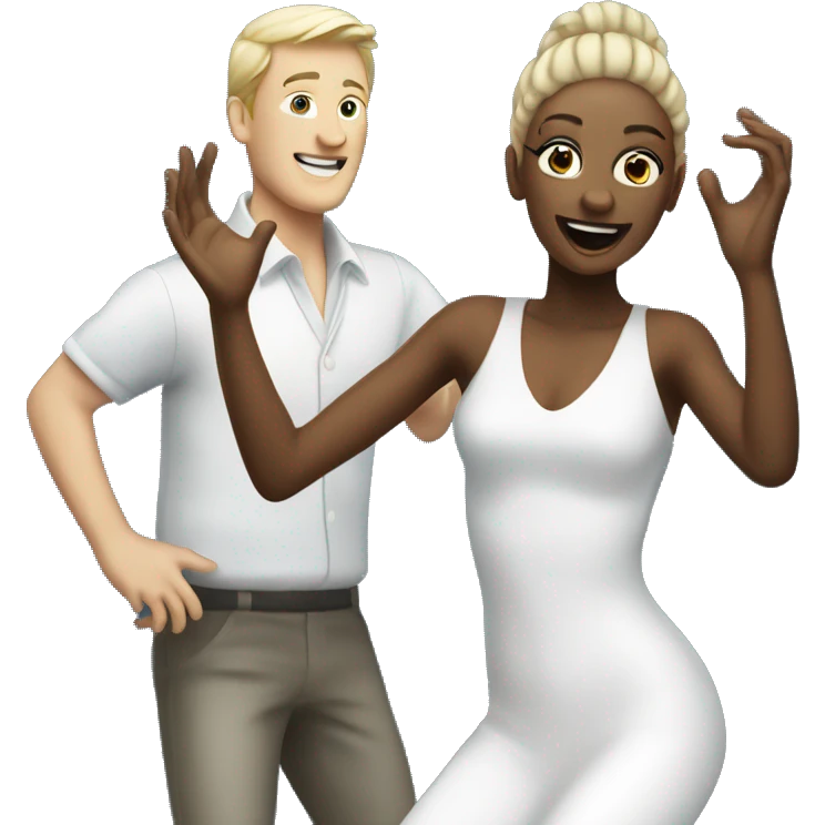 White skin Diva dancing with programmer white skin emoji