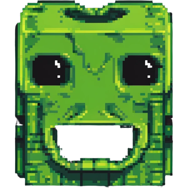 blocky pixelated Minecraft creeper face emoji, less realistic emoji