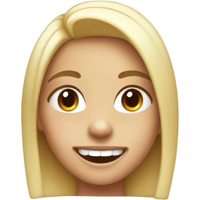 smiling girl in white sweater no bottom teeth emoji