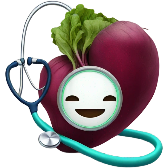 A beetroot with a stethoscope around it. emoji