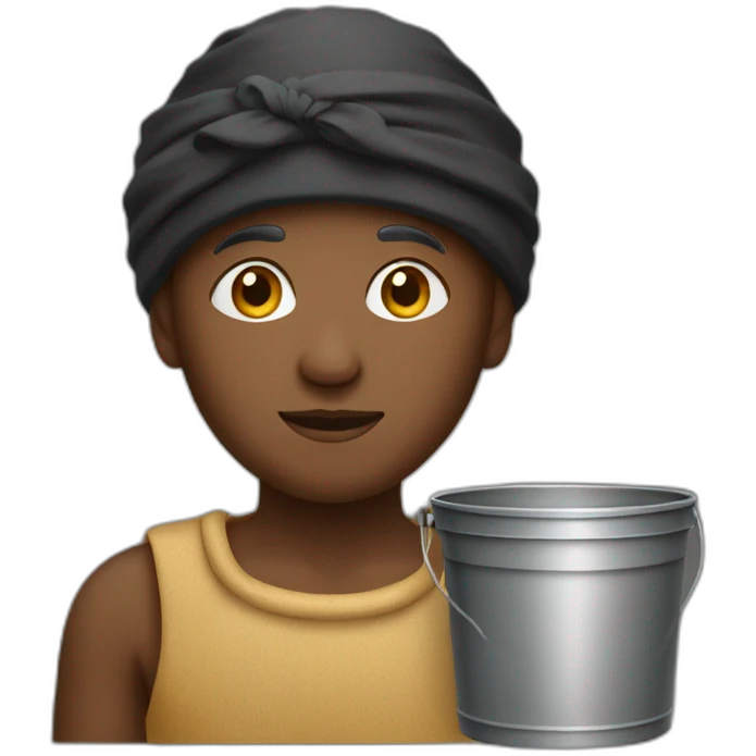 black old soman with head wrap holding a bucket emoji