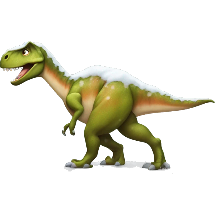 Dinosaur in snowfall emoji