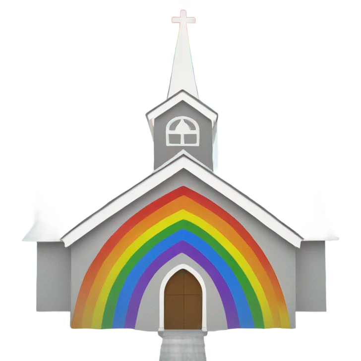 rainbow emoji behind church  emoji