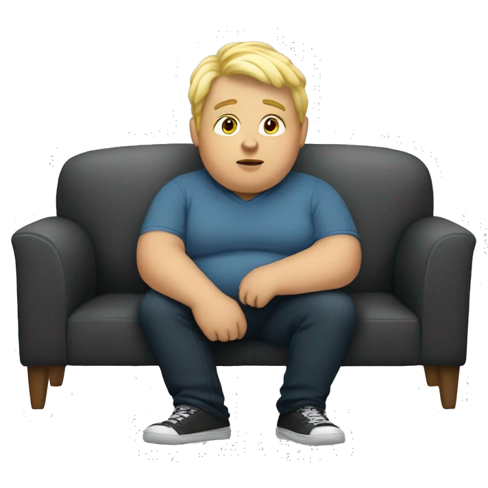 fat blonde boy seated on couch emoji