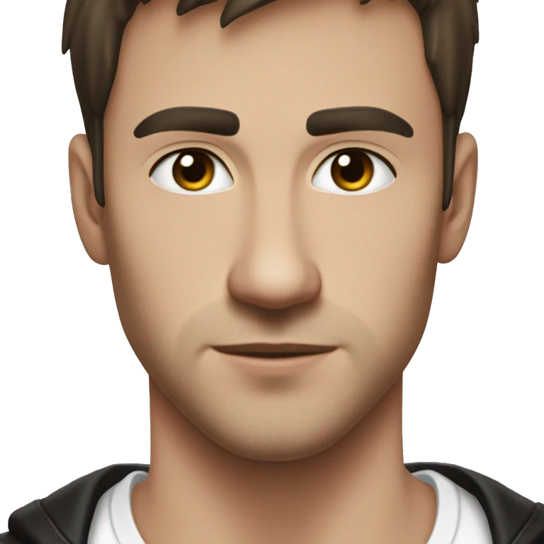 young adult guy wearig black jacket and white t-shirt under it. he has dark brown short hair and metal chain-necklase on his neck emoji