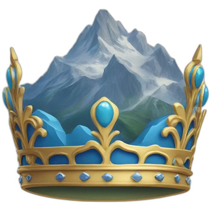 une montagne avec une couronne bleu emoji