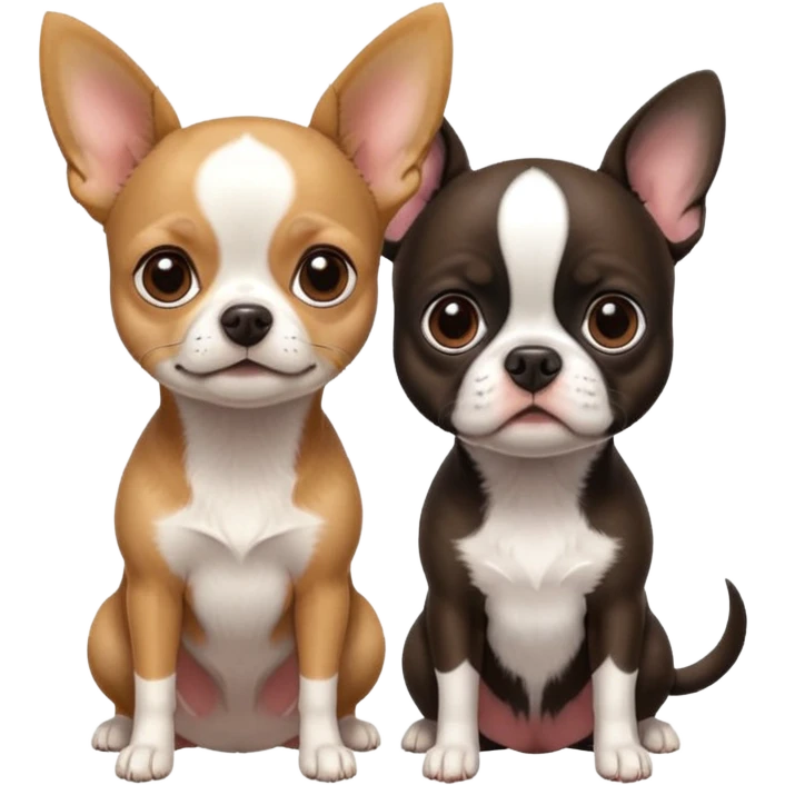 A Chihuahua and a Boston terrier next to eachother ￼ emoji