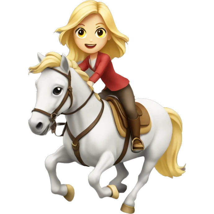 fille blonde qui saute un obstacle a cheval emoji