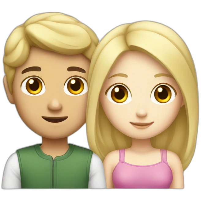 Asian boy with Caucasian blond girl emoji