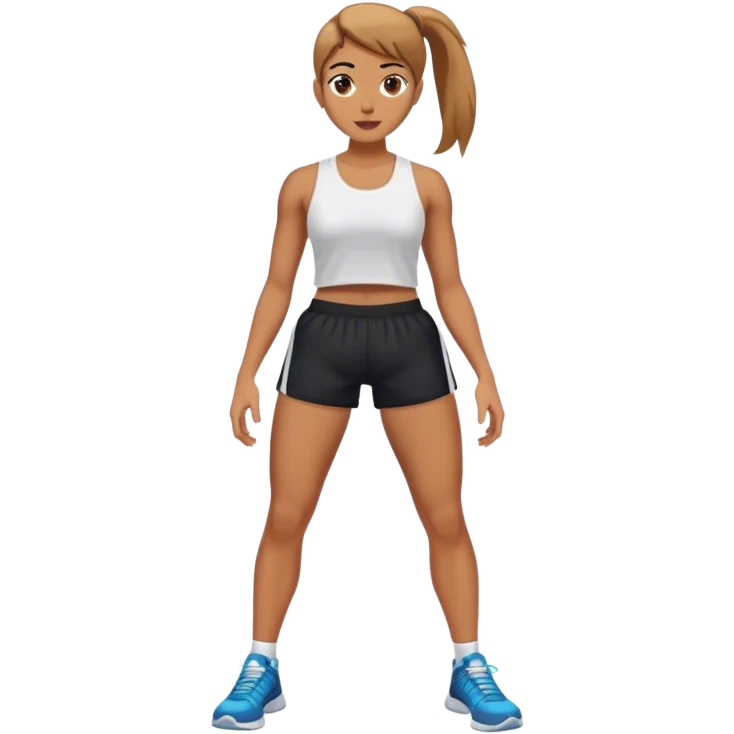 front view of full legs female with black gym shorts emoji