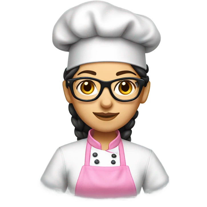 brunette chef with black glasses and pigtail braids and a pink chef outfit emoji