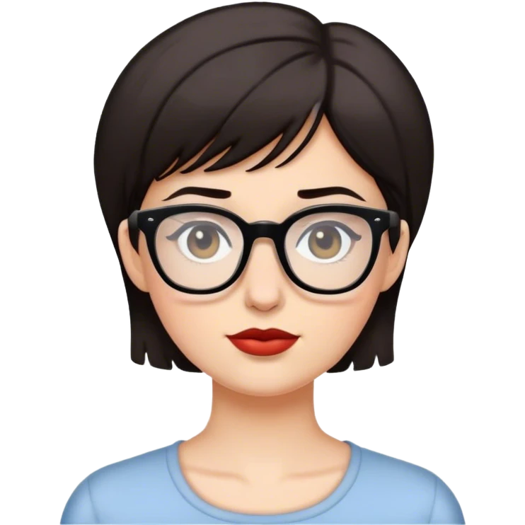 White woman with short dark hair and glasses emoji