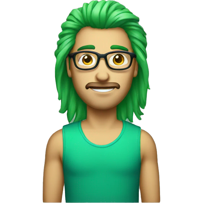 a guy with a green mullet and glasses emoji