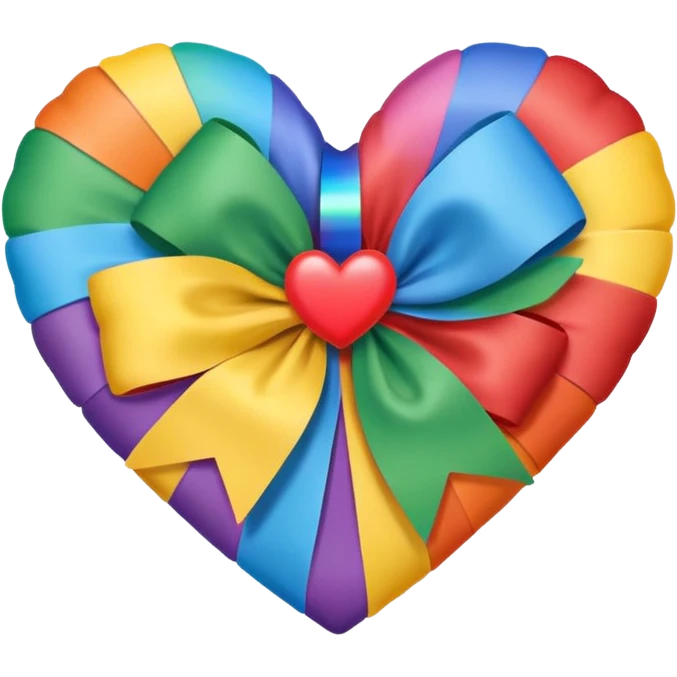 floral heart with a rainbow bow and heart pattern on the bow emoji