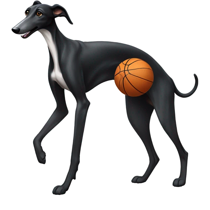 Black greyhound playing basketball emoji