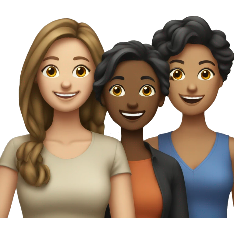 Four diverse women smiling emoji