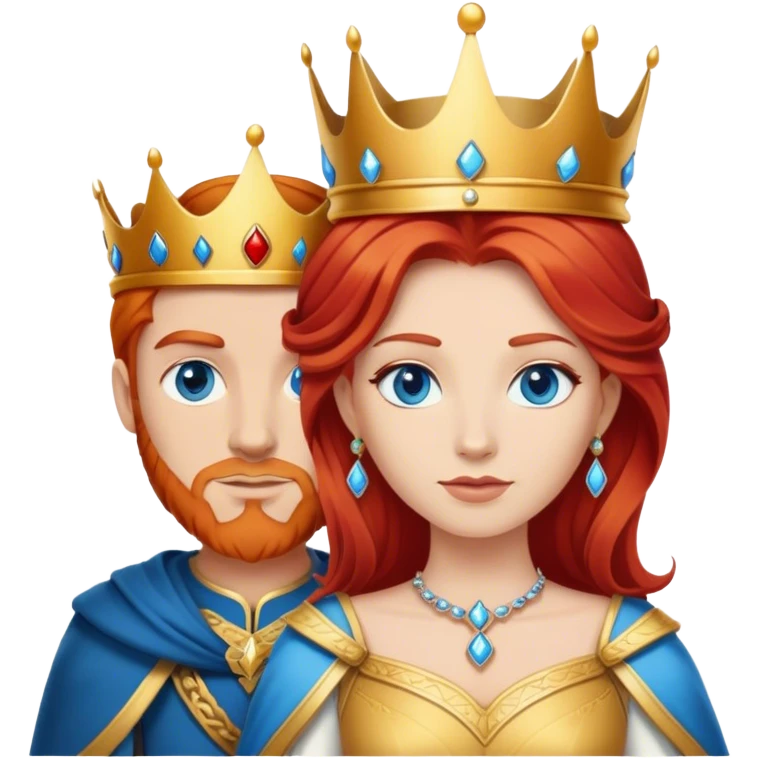 Red hair king, blonde queen, blue eyes emoji