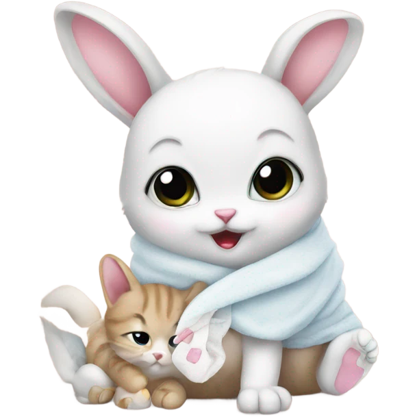 baby bunny and kitten with diapers  emoji