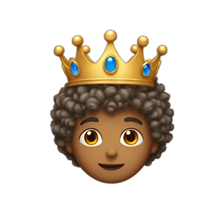 curly hair boy with a crown emoji