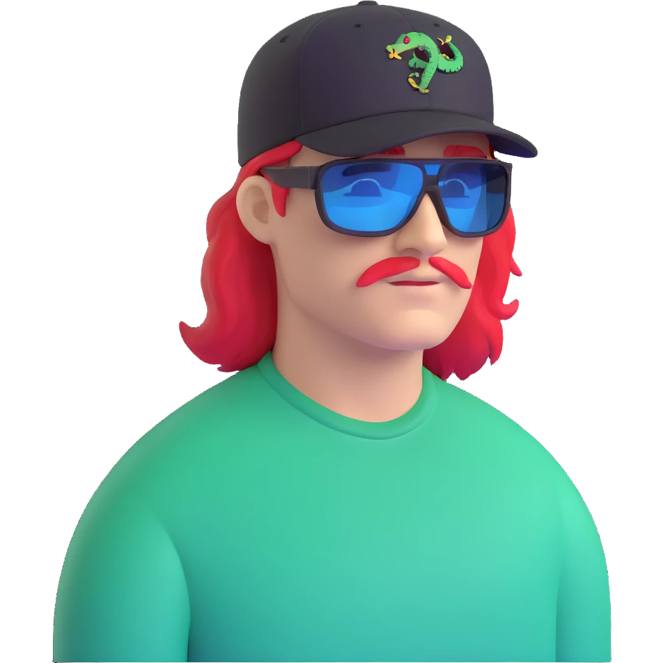 guy with mullet and baseball cap, wearing polarized Pit Viper glasses emoji