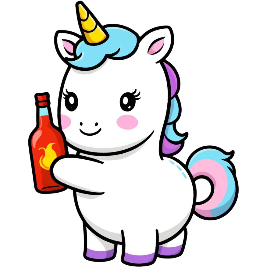 Unicorn with bottle fireball whiskey  emoji