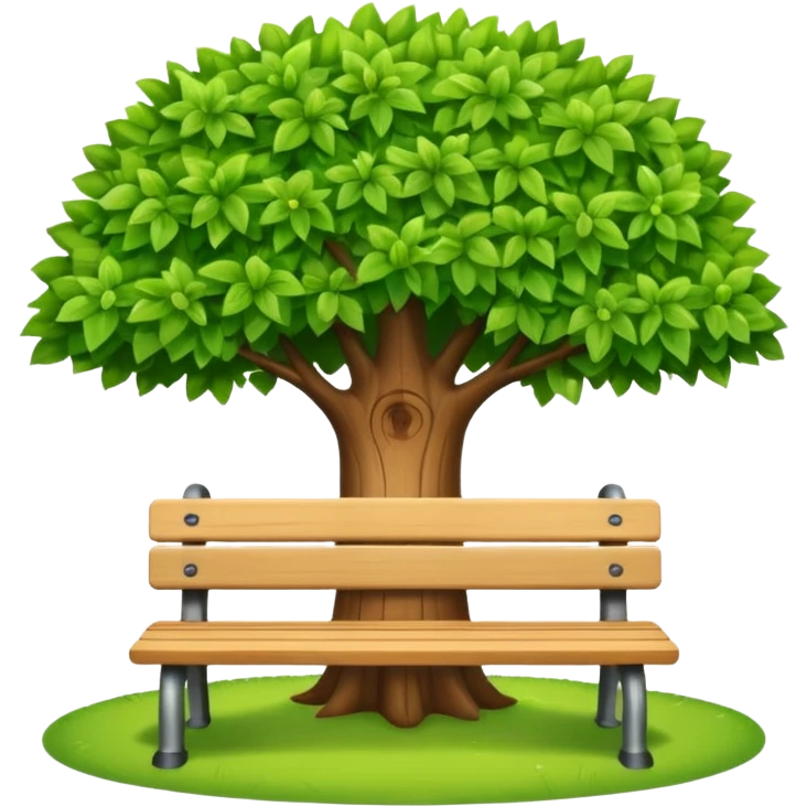 Bench facing at the front with a tree next to it emoji