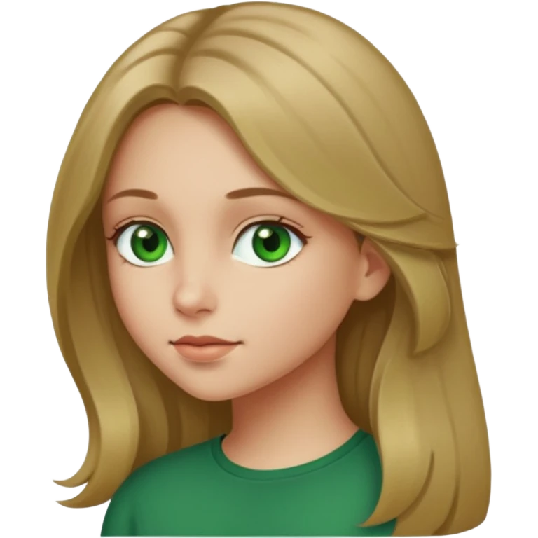 Girl profile picture with long dark blonde hair and green eyes  emoji