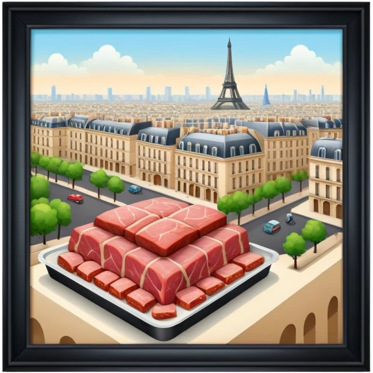  paris art gallery SPAM meat city landscape  emoji