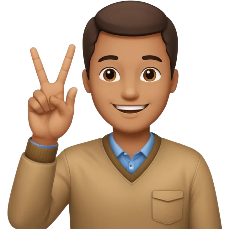 memoji face iphone: men, a solo hiker with happy face and a piece handsign emoji