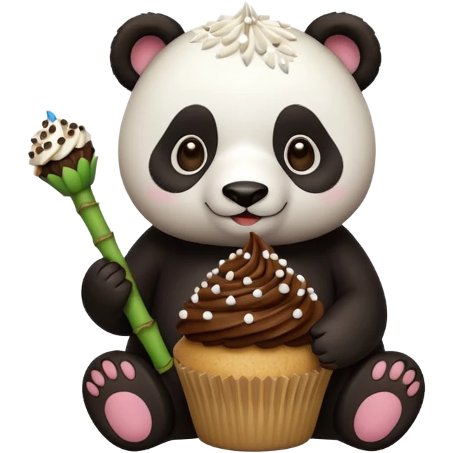panda holding single cupcake emoji