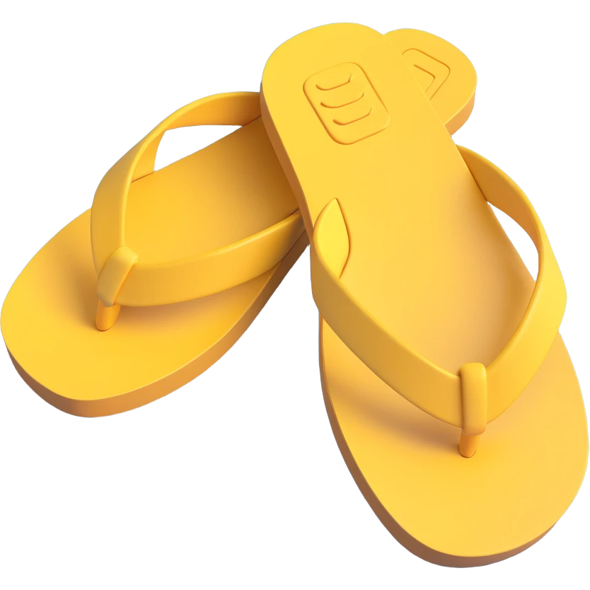 basic sandal sole, minimal detail, 3D iPhone emoji style, viewed from the bottom emoji