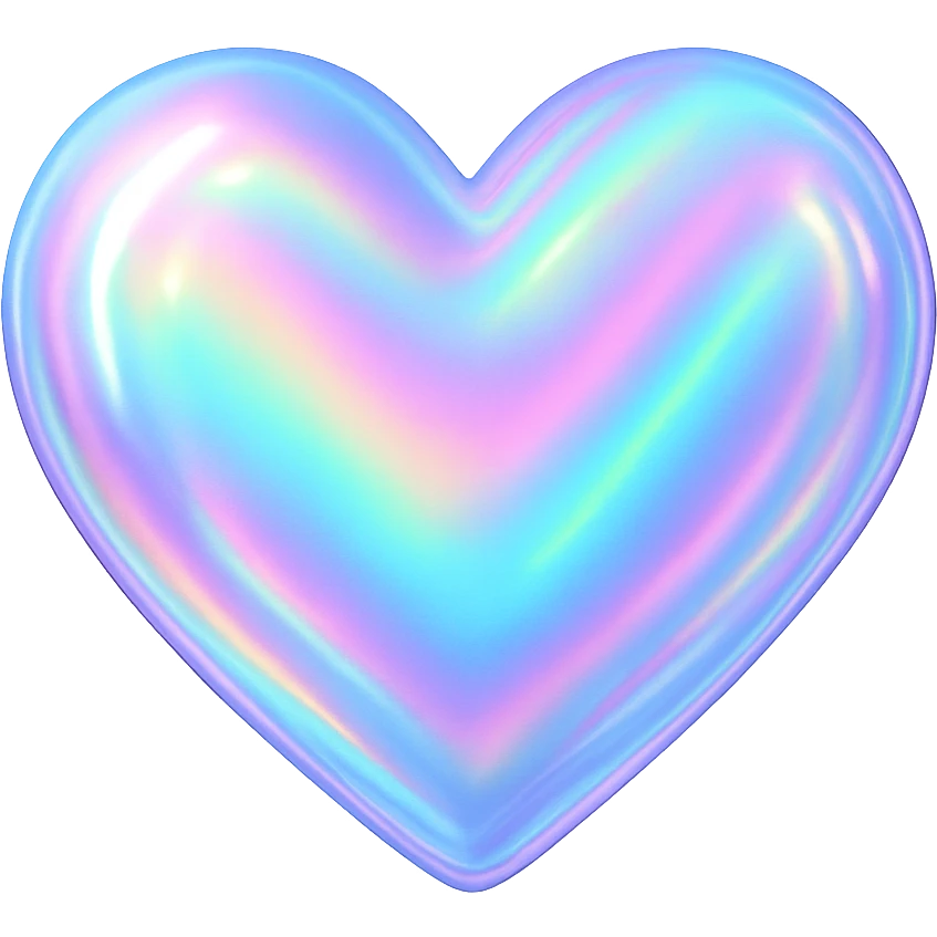 heart with a holographic shimmer, clean digital illustration emoji