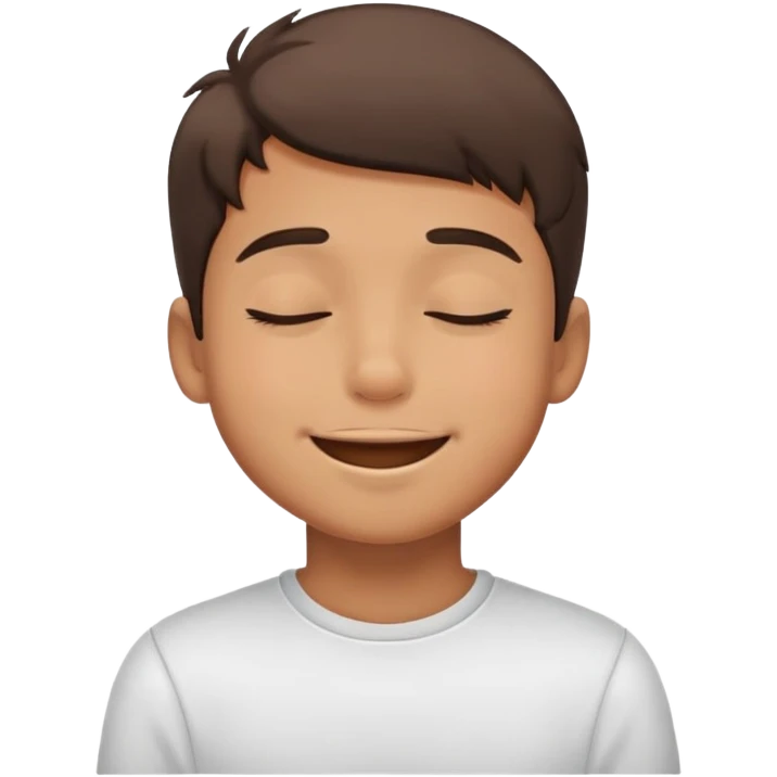 smiling boy portrait with closed eyes emoji