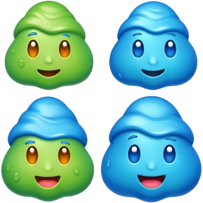 emoji con una textura irregular como un slime y con diferentes tonos de azul emoji