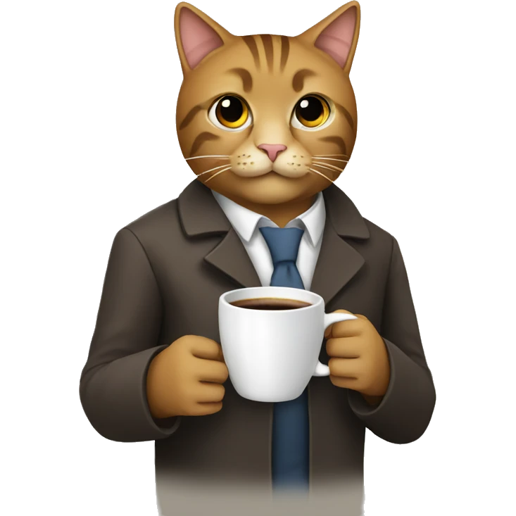 Doctor who is a cat, drinking a cup of coffee emoji