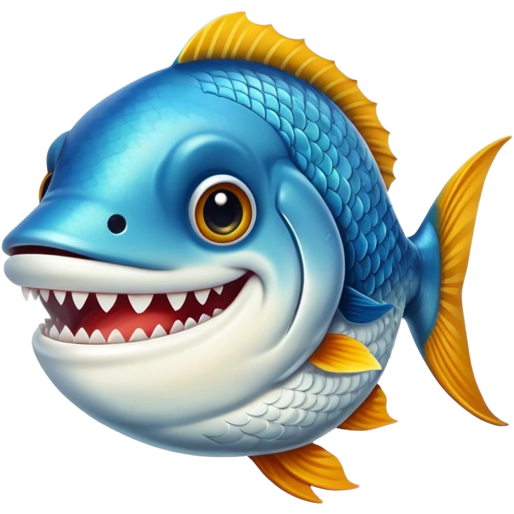 Smiling fish with human teeth emoji