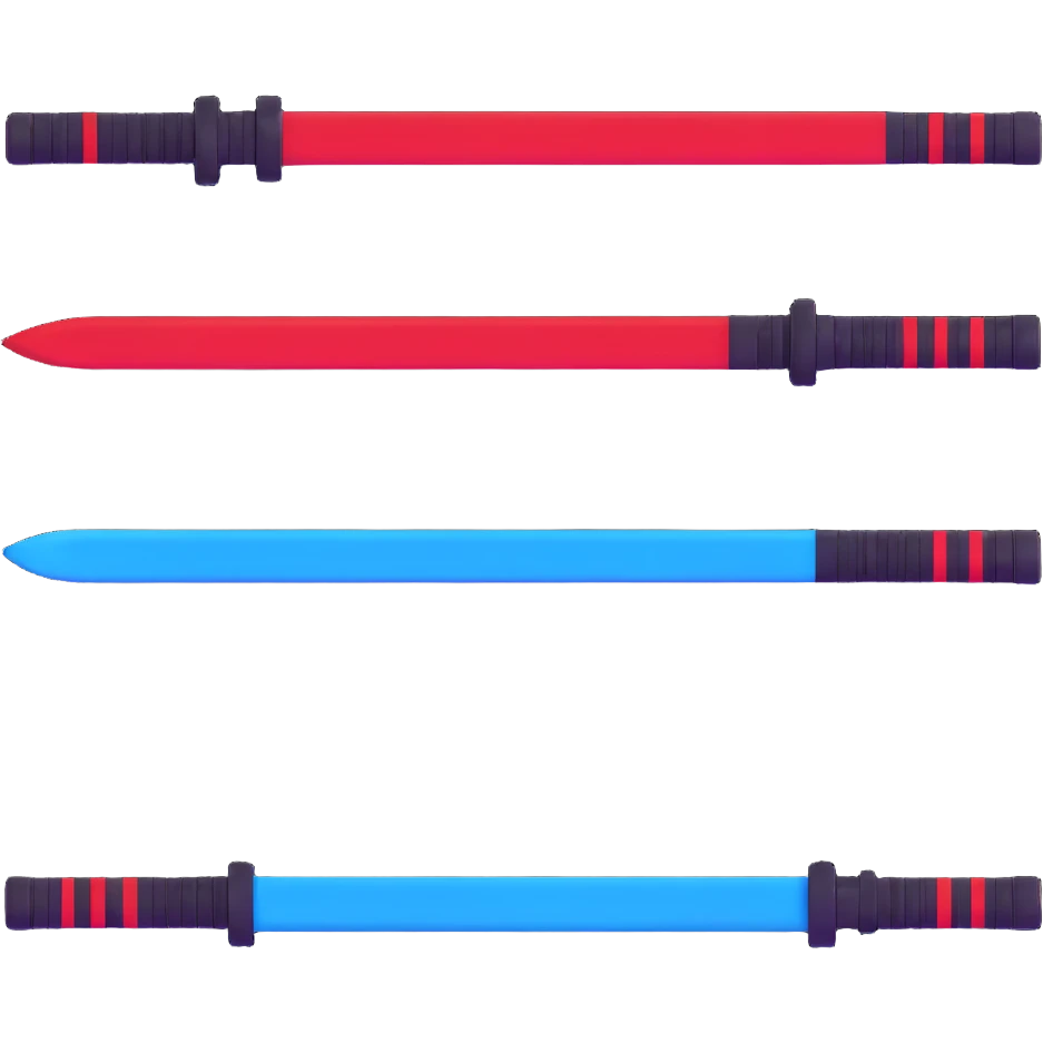 two lightsabers, one blue and one red emoji
