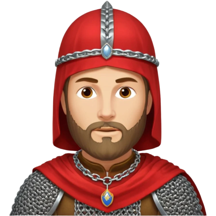 Russian prince Alexander Nevsky in chain mail and with red mantle and with Rus helmet and beard emoji