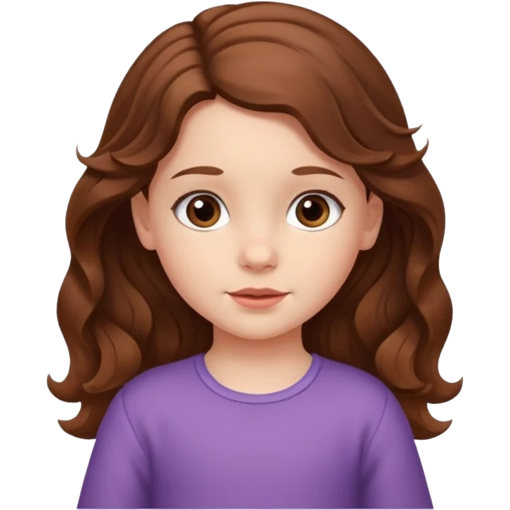 3yr old very white girl with wavy long brown hair in front of the sholders and brown eyes emoji