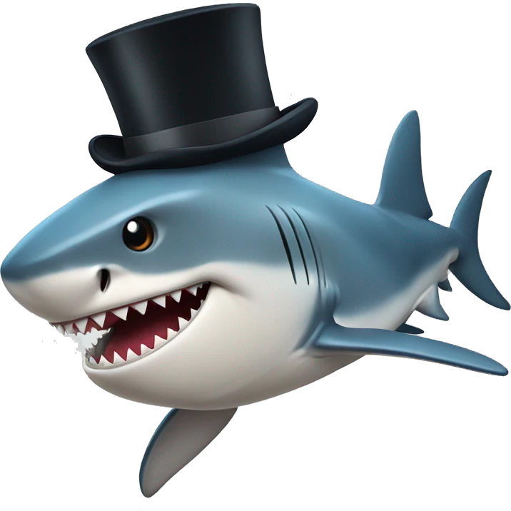 Shark with a top hat emoji