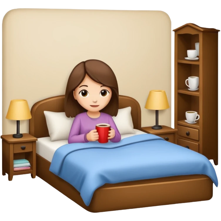 Girl coffee and comfy bed  emoji