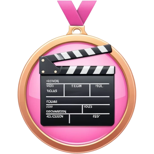 clapperboard on a pink medal  emoji