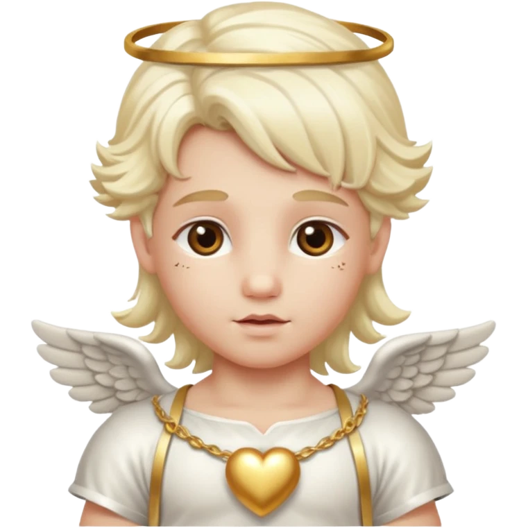 Cupid, Love God from Rome Mythology with long platinum blonde hair, gold and white outfit emoji