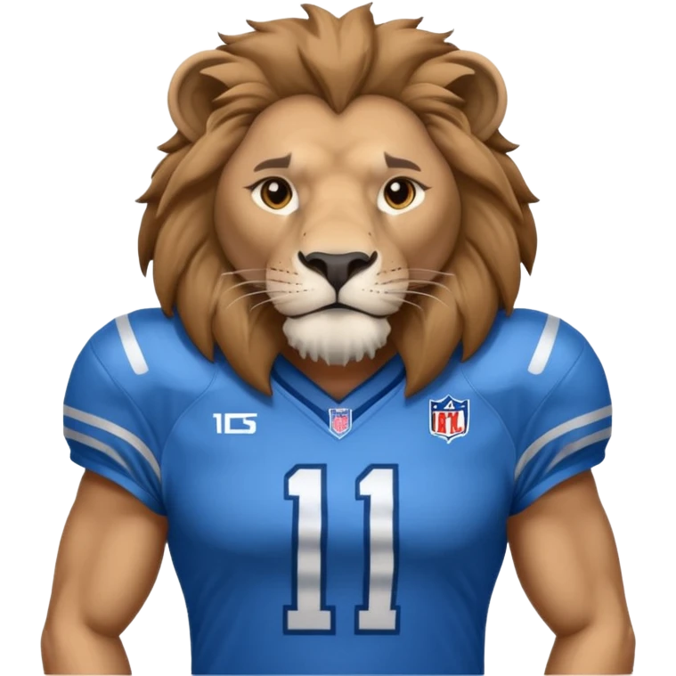 full blue color lion, wearing blue american football jersey emoji