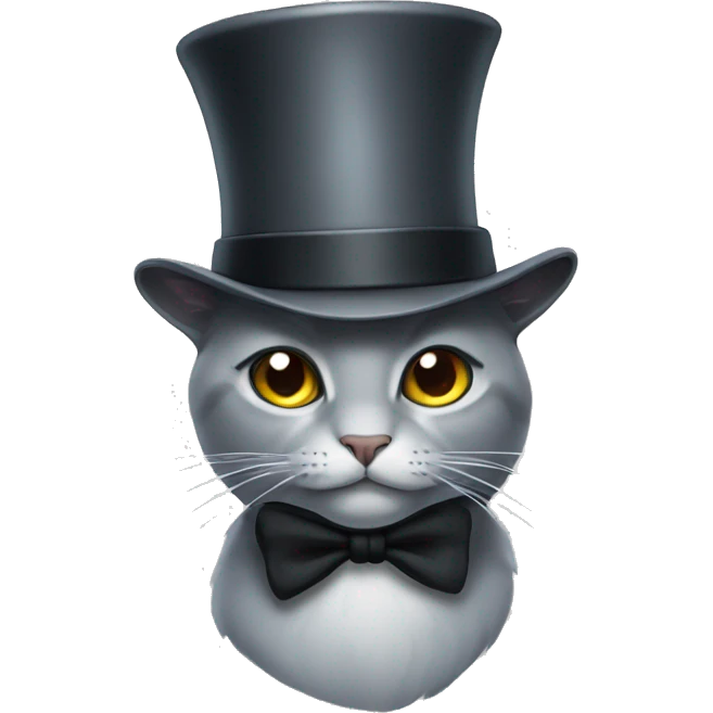 grey cat with top hat emoji