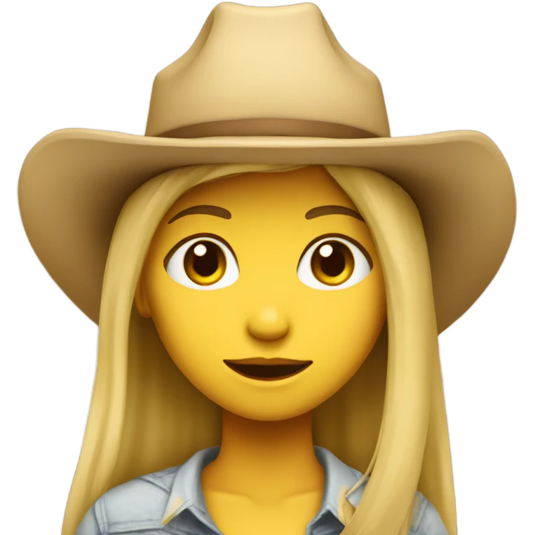 girl with beige cowboy hat, default yellow skin emoji