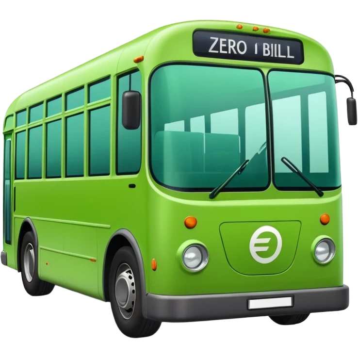 green electric bus with a zero euro bill, no text on the bus emoji