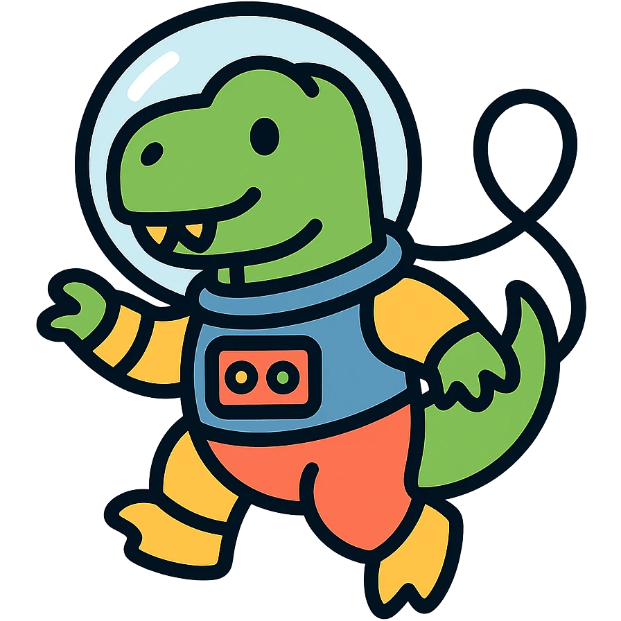t-rex astronaut in a colorful spacesuit, floating in space emoji