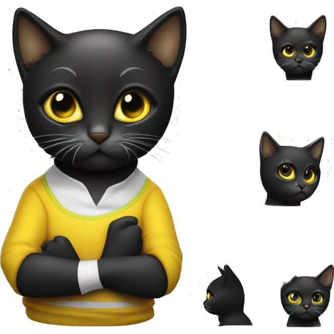 Faça emoji do gato preto zhury. Ele é todo preto, com olho amarelo esverdeado em volta. Ele é gordinho e tem um humor um tanto engraçado e sarcástico emoji